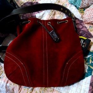 Coach burgundy crossbody suede bag